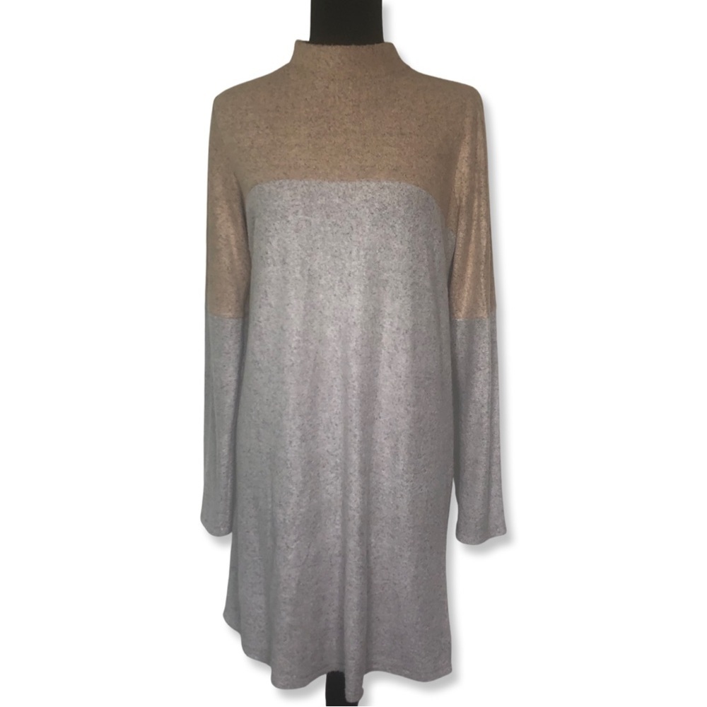 Colorblock Mockneck Sweater Dress